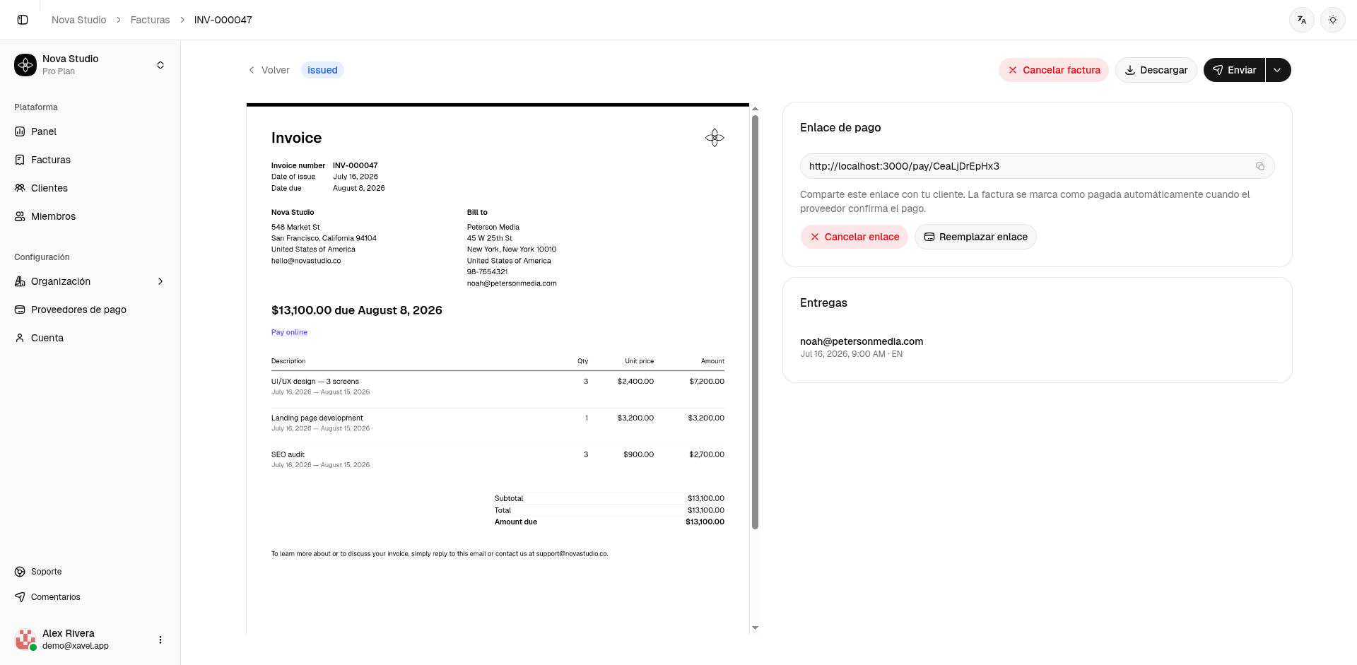 Collect payment with link
